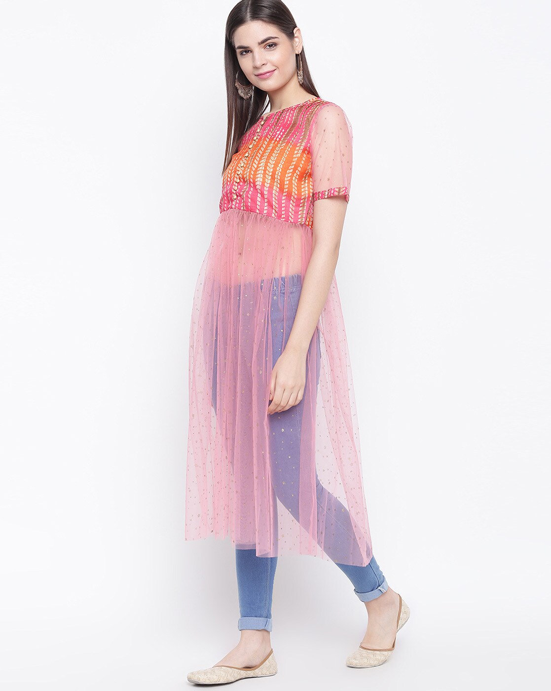 Buy online Pink And Navy Blue Cotton Net Kurti from Kurta Kurtis for Women  by Bitterlime for ₹509 at 49% off | 2024 Limeroad.com