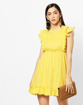 yellow dress fit and flare