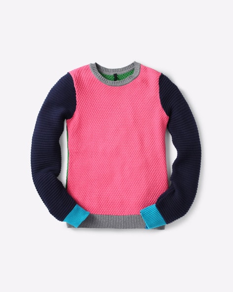 navy blue pink sweater