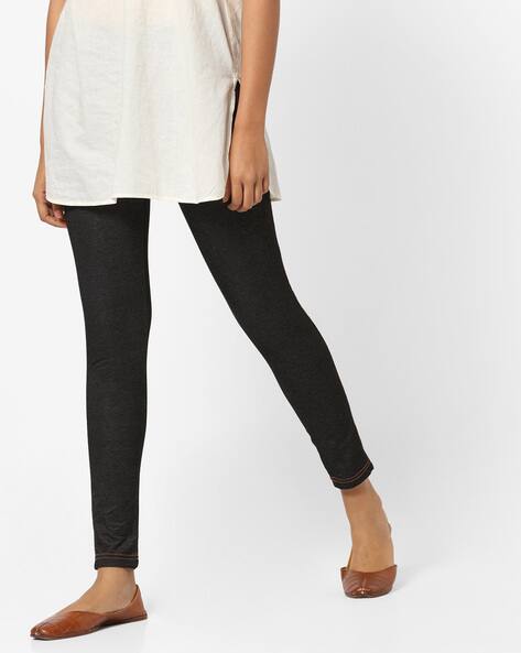 go colors black ankle length leggings