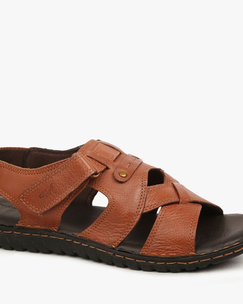 Drak Brown Leather Sandals for Men - Mardi Gras