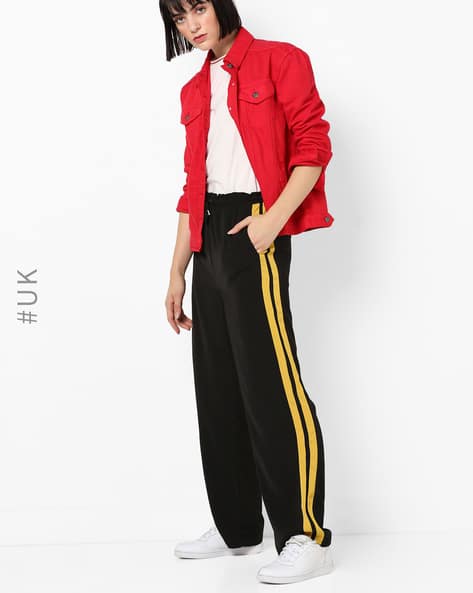 Paperbag Waist Trousers with Colourblock Stripes