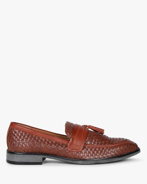 mens tan weave loafers