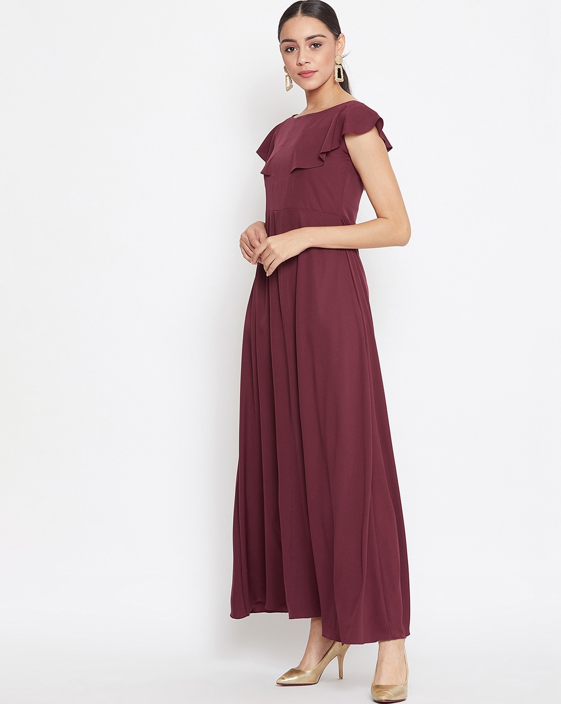 A-Line Burgundy Off-The-Shoulder Long Prom Dresses, Evening Dresses YZ –  cathyprom