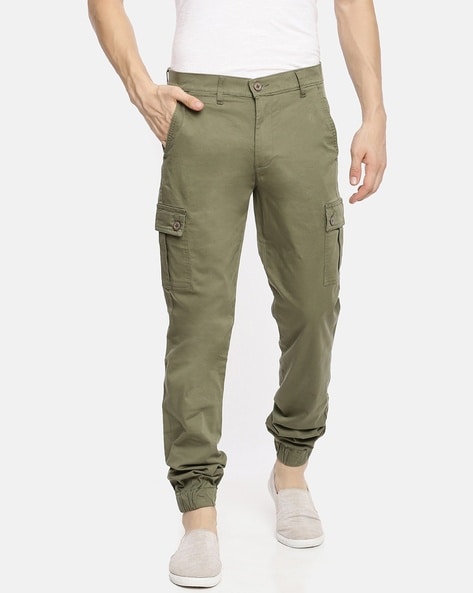 Buy The Indian Garage Co Men Teal Blue Slim Fit Cargos Trousers - Trousers  for Men 14829072 | Myntra