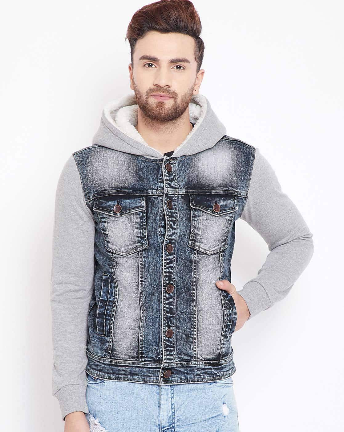 fugazee faux fur denim jacket