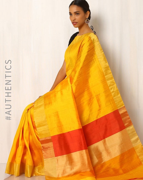 Vemshala : Brick Red Kosa Silk Tribal Saree: Ganga