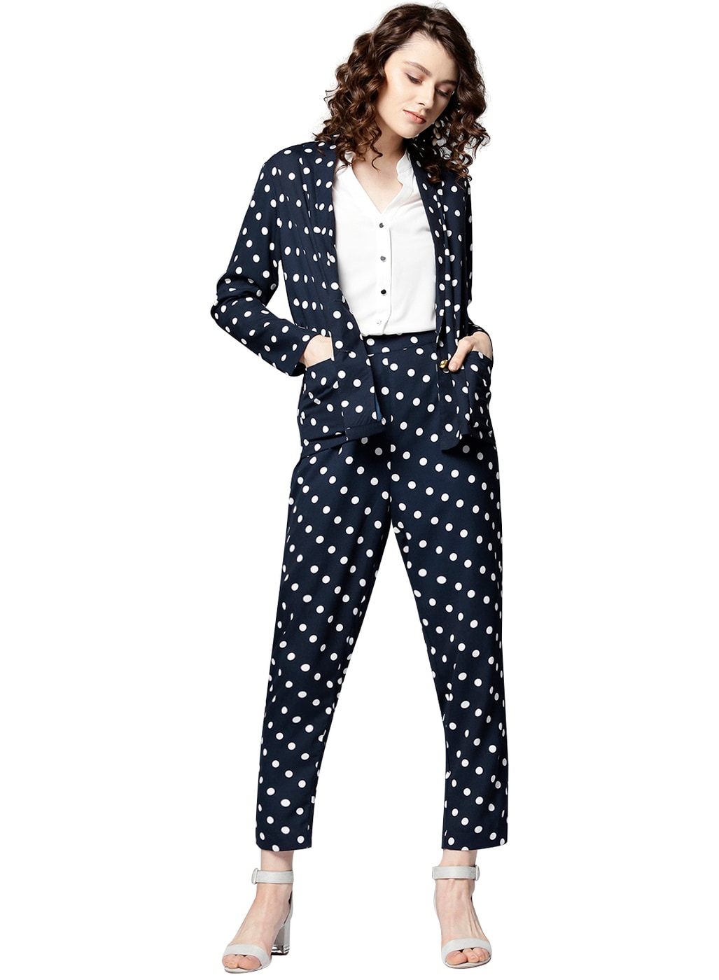 Polka dot Coat with Trousers Set