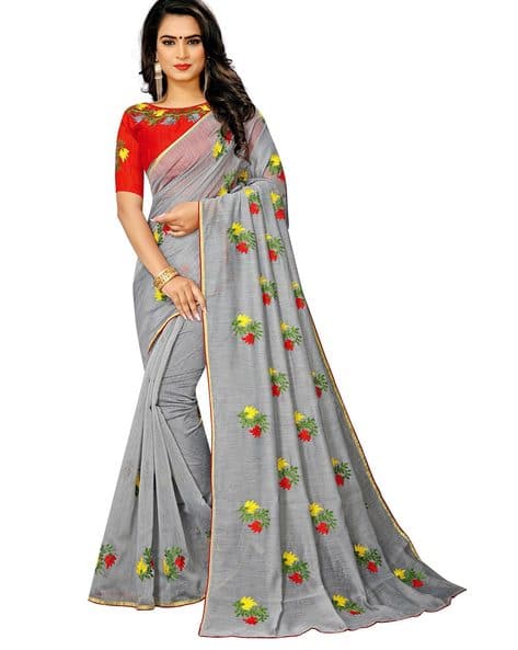 Floral Embroidered Saree
