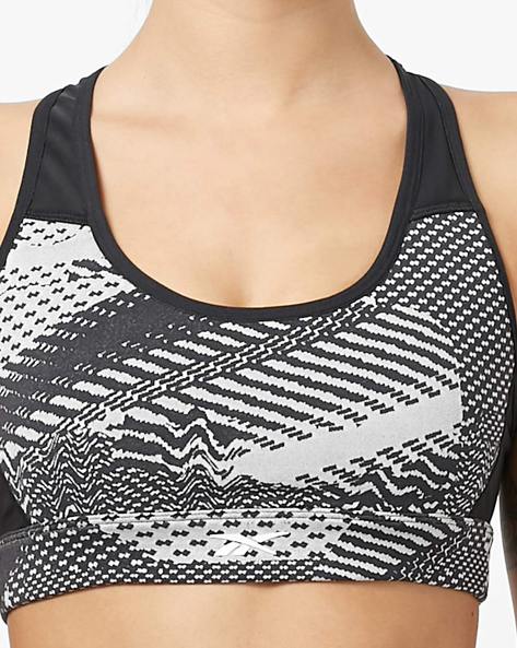 Printed Racerback Sports Bra with Back Cut-Out