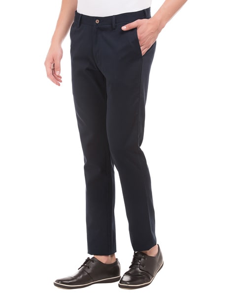 Fabcoast Women Navy Blue Trousers Pants Cotton formal with adjustable waist  buttons and 2 pockets at Rs 469/piece in Ajmer