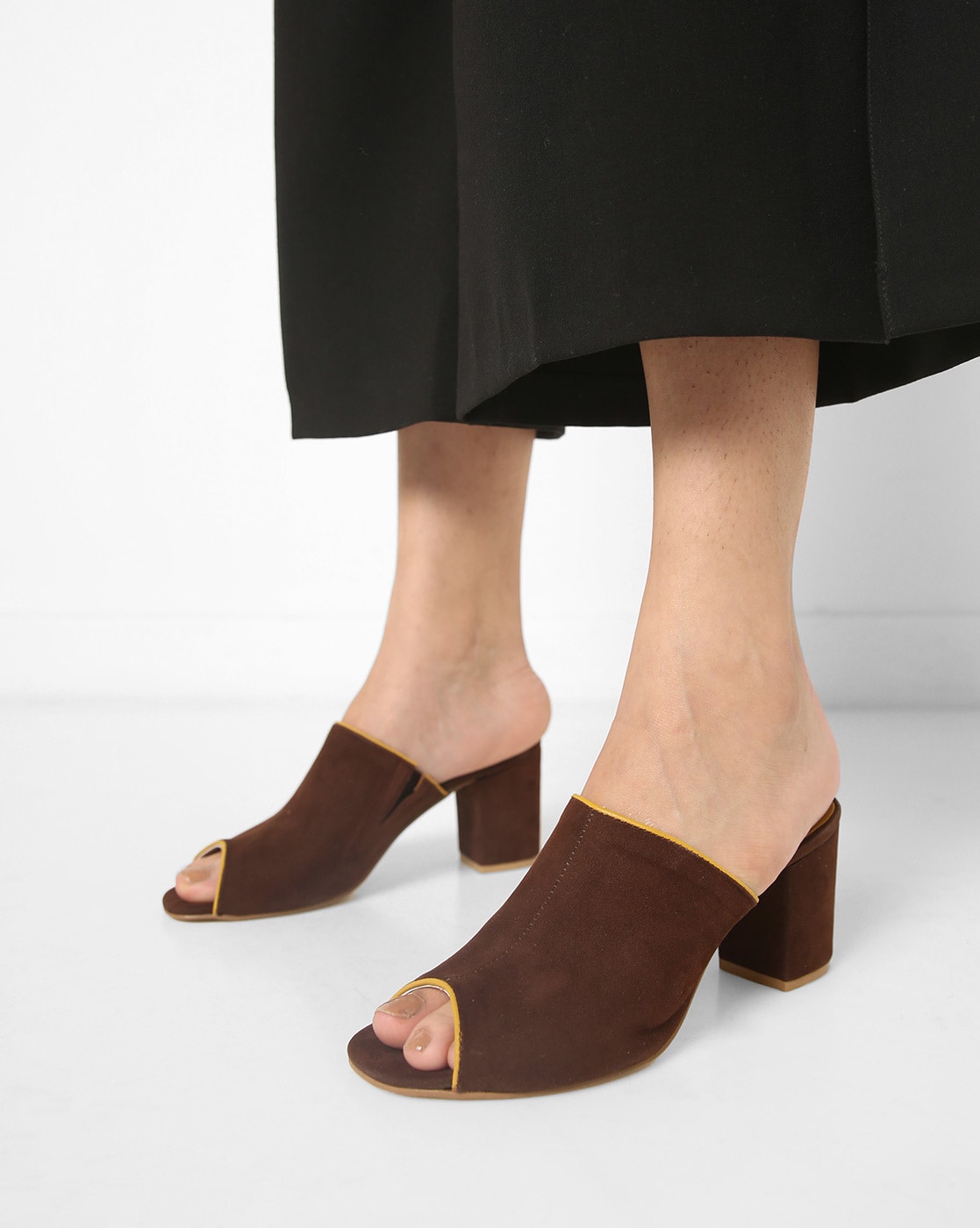 Open Toe Chunky Heeled Mules | SHEIN IN