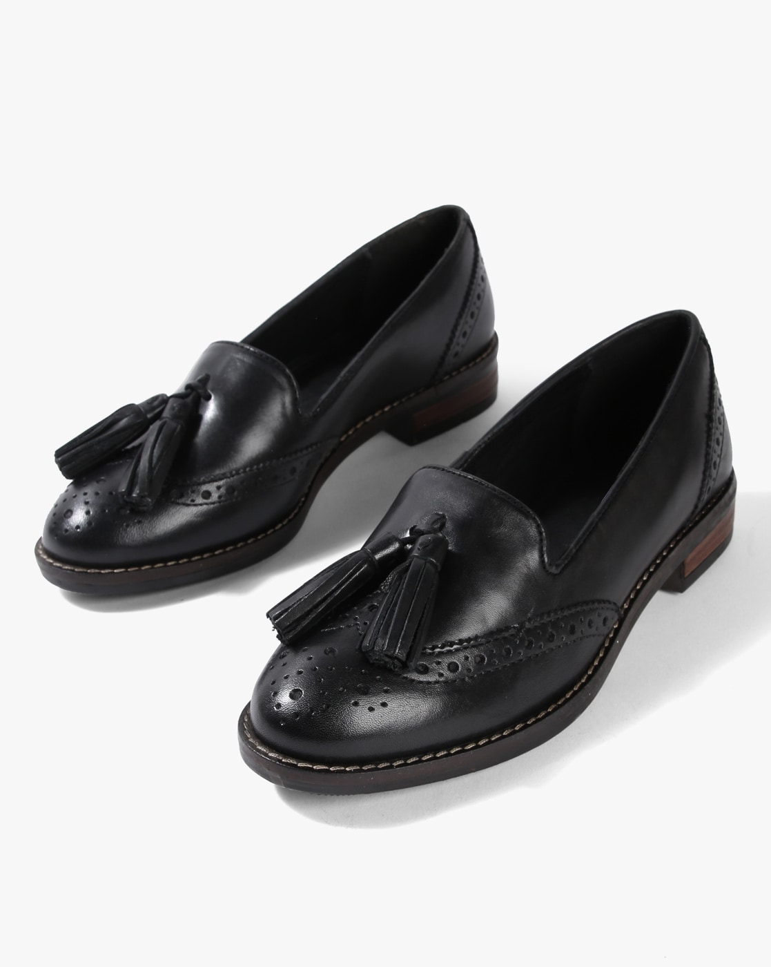 black leather tassel loafers womens