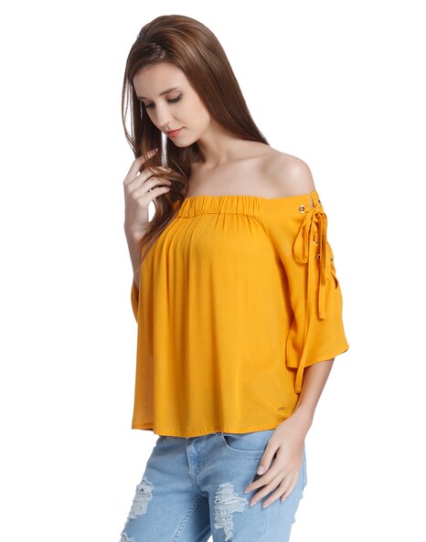 Criss cross off the best sale shoulder top