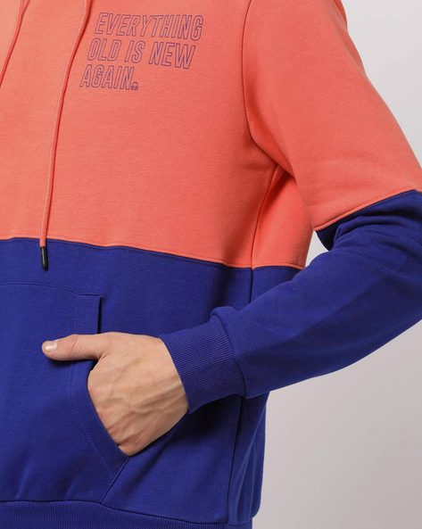 Blue and cheap orange sweatshirt