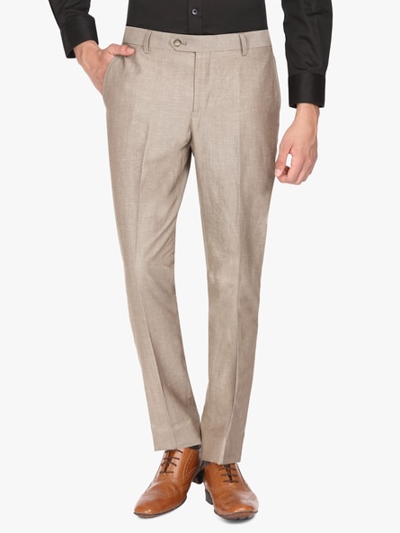 4-Way Stretch Formal Trousers in Oak Brown - Slim Fit