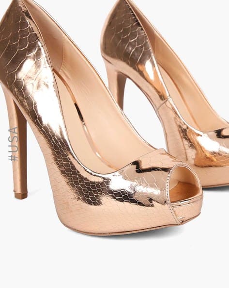 rose gold peep toe heels