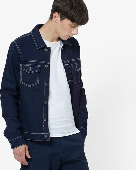 Denim Jacket with Buttoned Flap Pockets