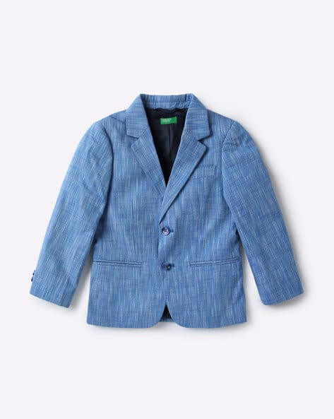 Textured Single-Breasted Blazer with Welt Pockets