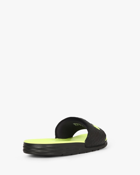 Nike slippers cheap green and black