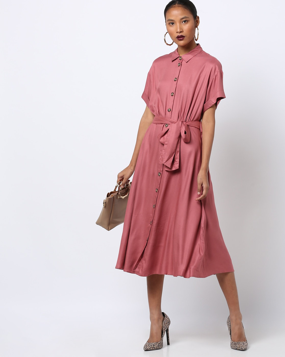 pink shirt dress