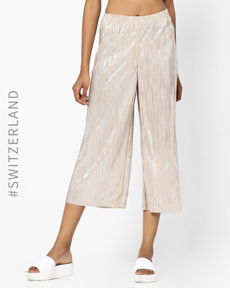 Camelot Cream Textured Cropped Trousers