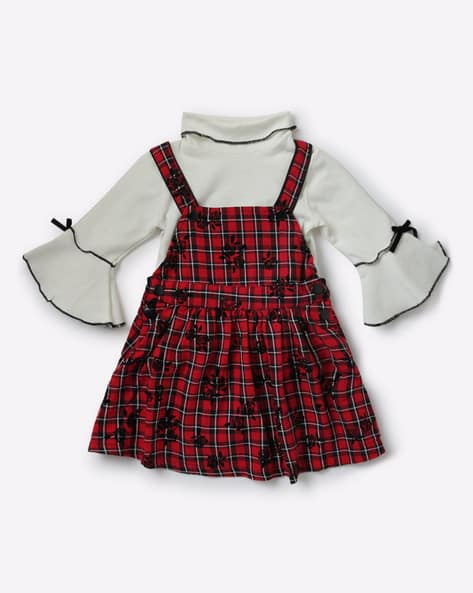 red checkered pinafore
