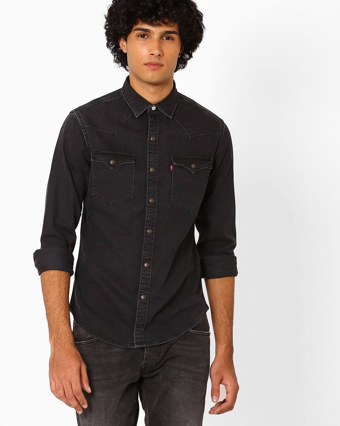 black levis denim shirt