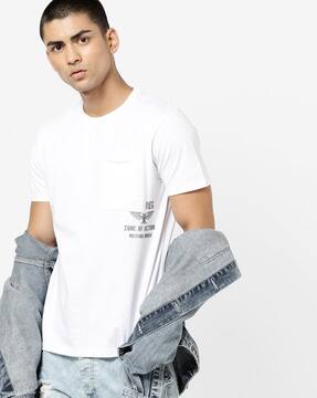 Crew-Neck Pocket T-shirt with Placement Print