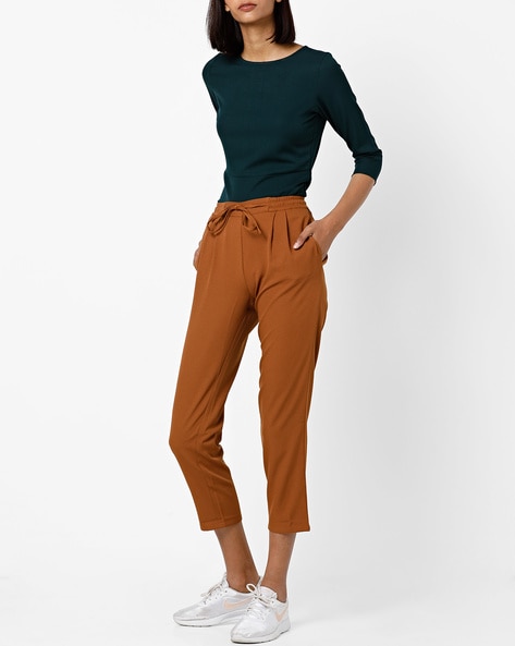 Buy Khaki Trousers & Pants for Women by FNOCKS Online | Ajio.com
