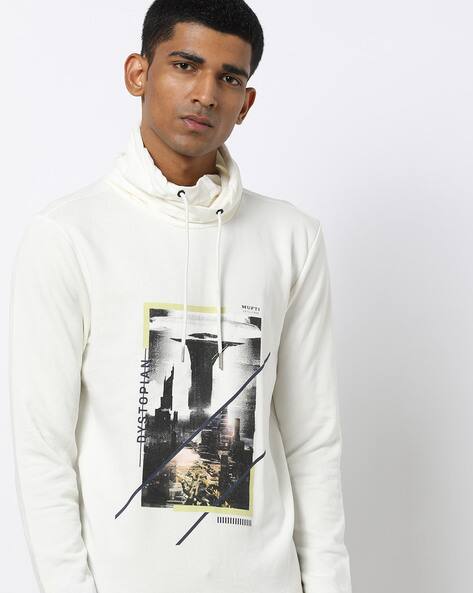 MUFTI Cityscape Print Turtle-Neck Sweatshirt