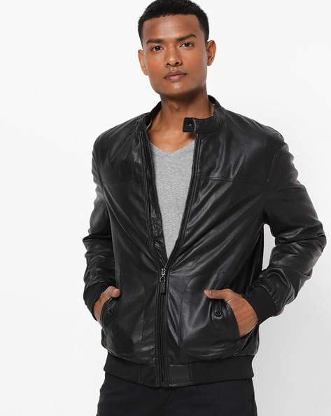 Buy Arrow Sports Panelled Faux Leather Jacket - NNNOW.com