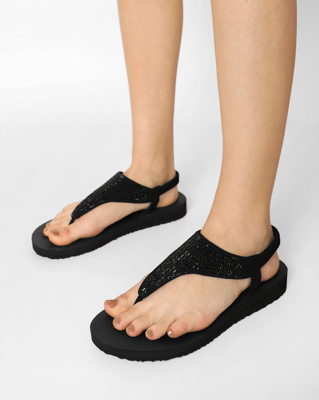 Buy Black Flat Sandals for Women by 