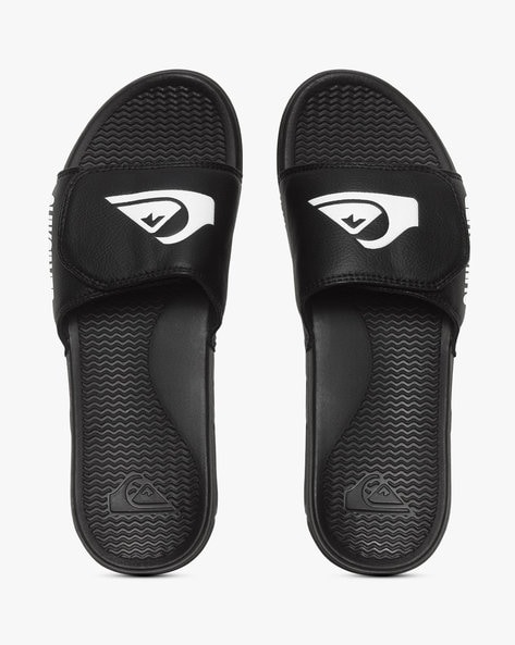 Mens black adjustable online slides