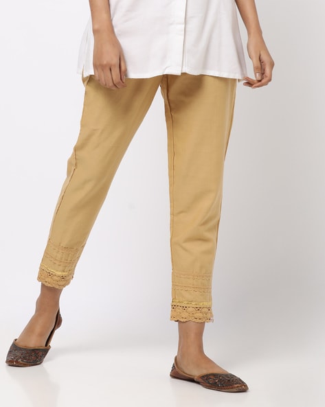 Buy online Beige Solid Cigarette Pants Trouser from bottom wear for Women  by Sellingsea for ₹369 at 66% off | 2024 Limeroad.com