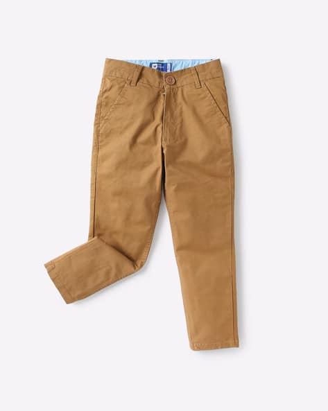 khaki flat front pants