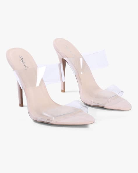 qupid clear stiletto heeled sandals