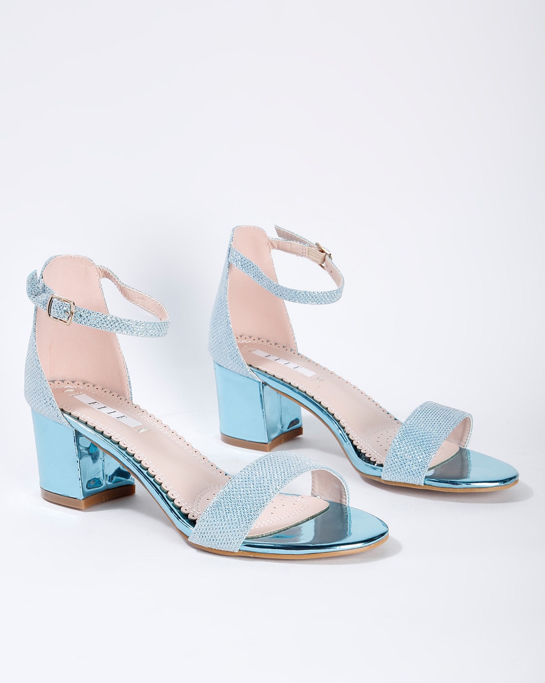 light blue block heels