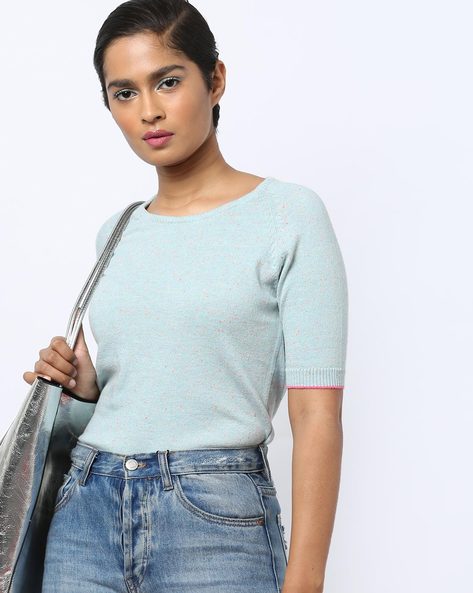 Textured Crew-Neck Top