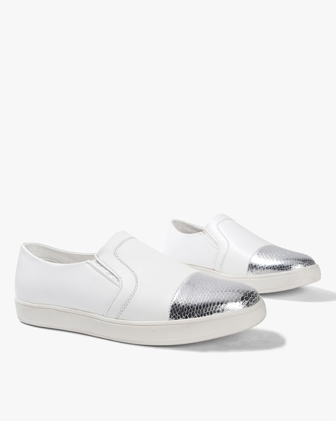 silver slip on sneakers