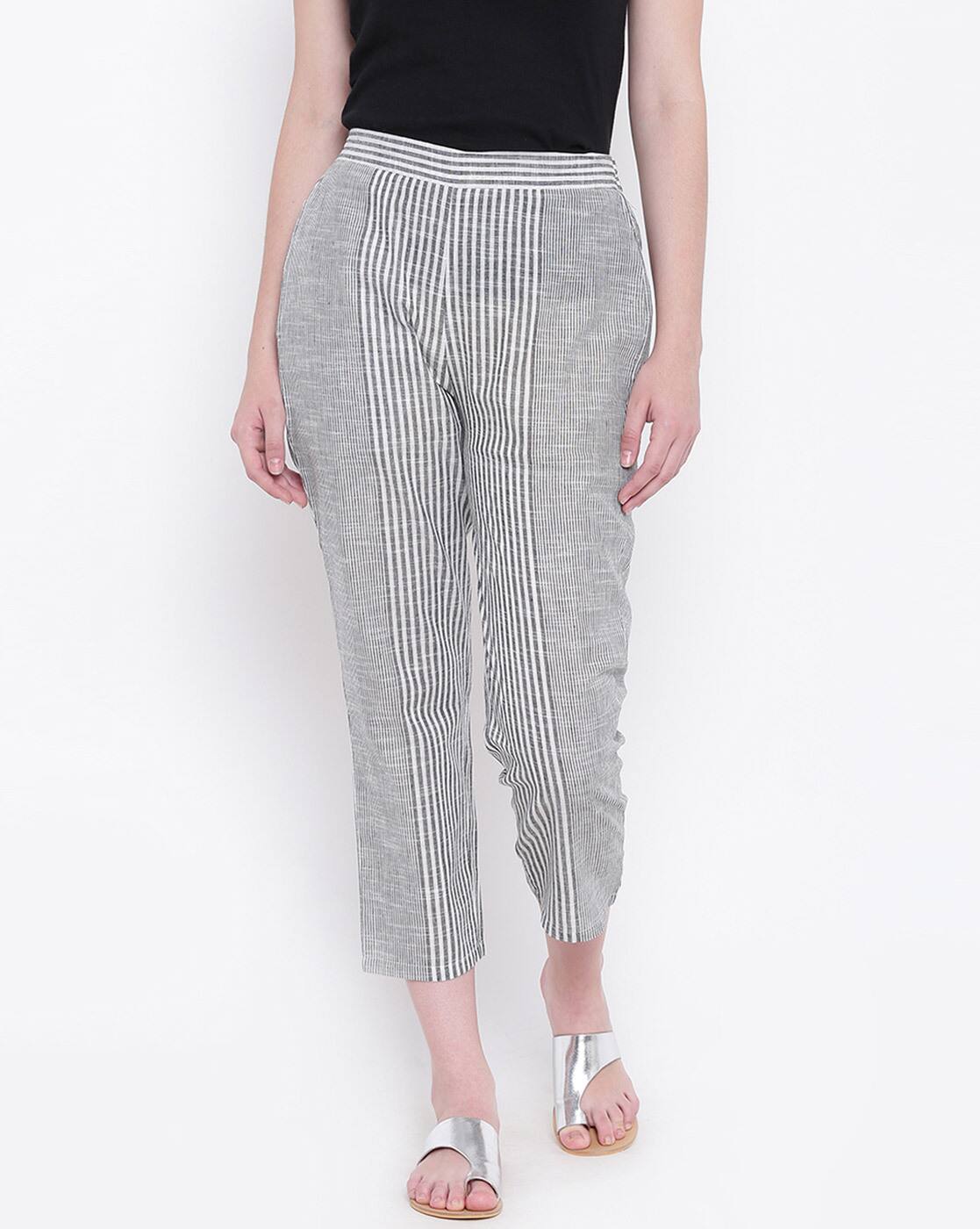 striped straight pants
