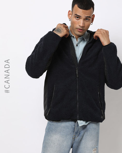 navy blue sherpa hoodie