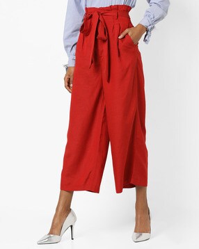 Paperbag Waist Trousers with Tie-Up
