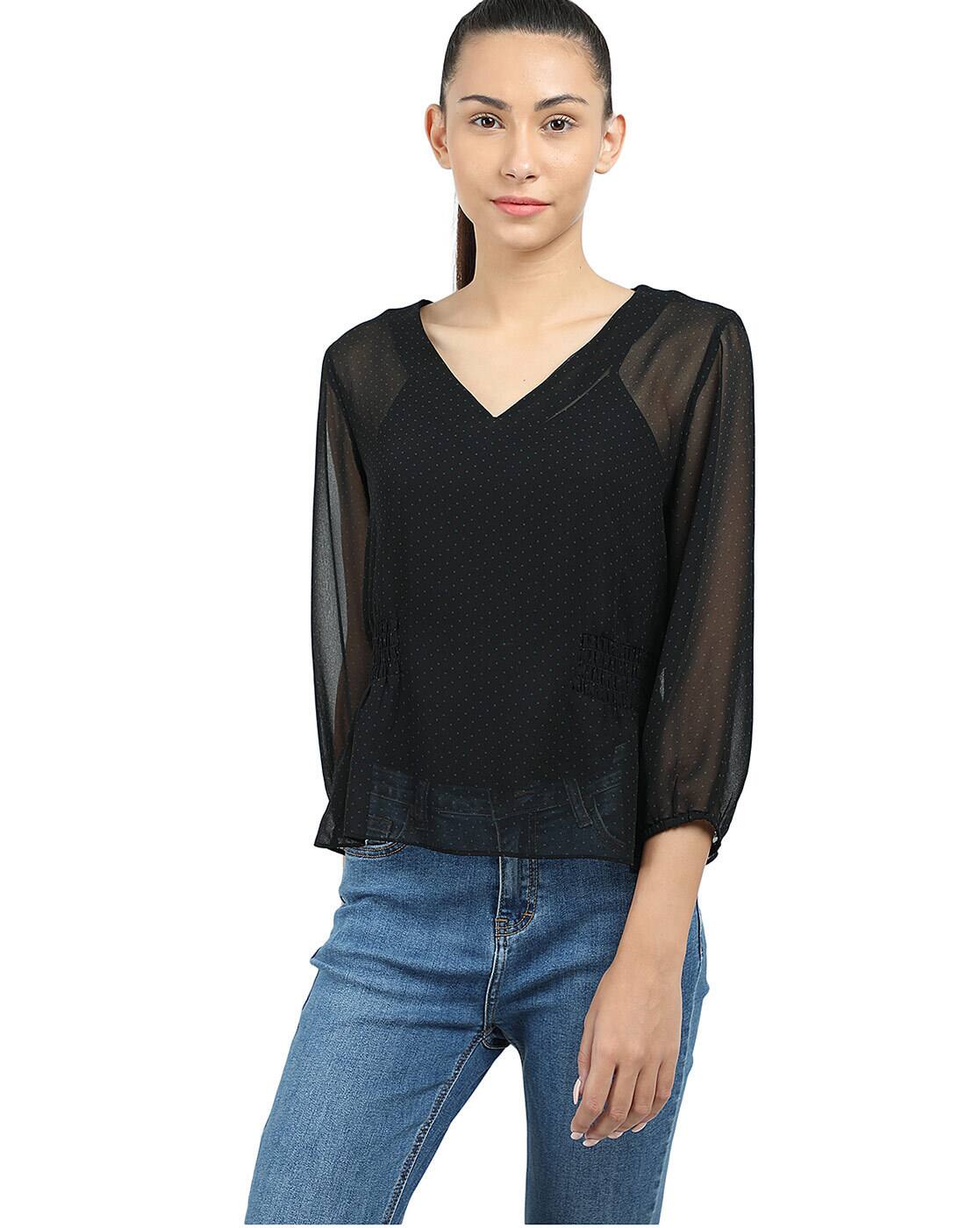 v neck sheer top