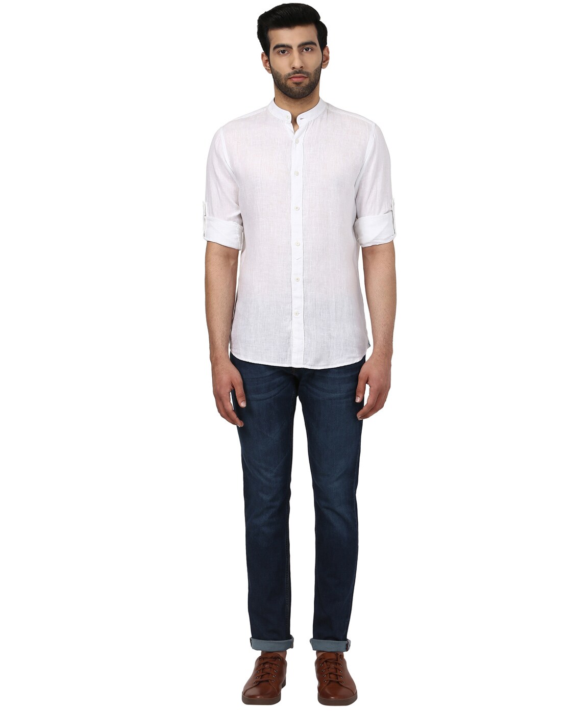 raymond white linen shirt