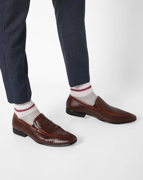 Textured Slip-Ons With Elasticated Gussets By ESCARO ( Brown )