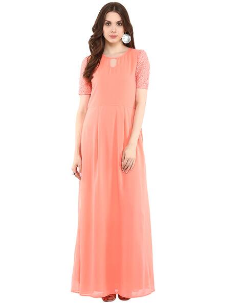 Buy Peach Dresses for Women by La Zoire 