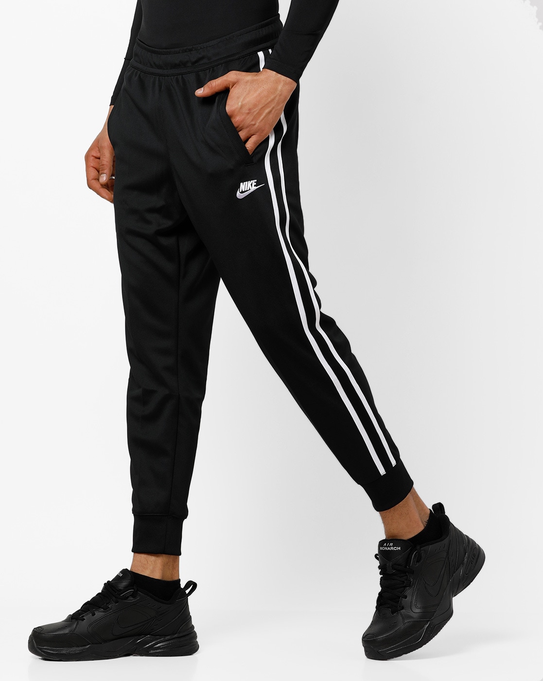 Track pants with side stripes  Dark green  Ladies  HM IN