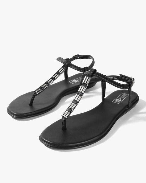 Lee Cooper Embellished T-strap Flat Sandals