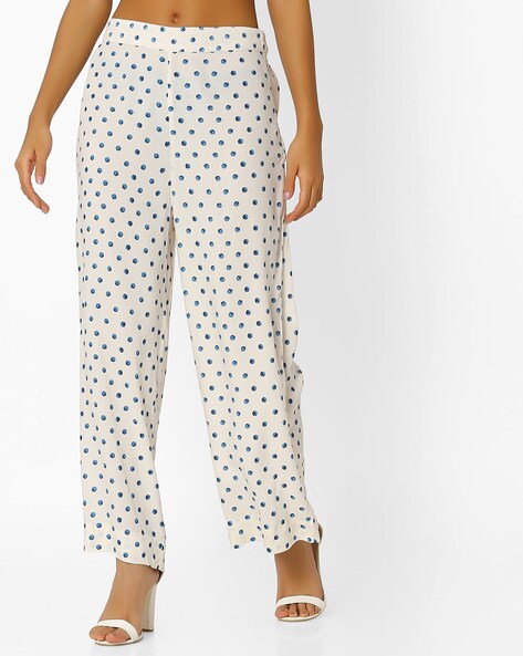 Polka-Dot Print Straight Fit Pants Price in India